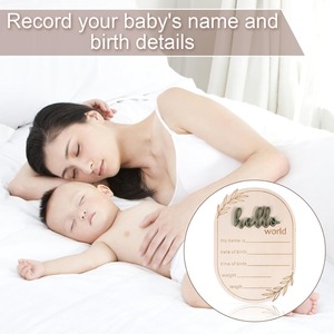 Panneau d'annonce de naissance bébé 'Bonjour le Monde' en bois, lettres 3D rondes, plaque nominative enfant - Meilleure vente, prix usine - Product Image 5