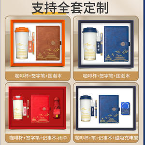 ชุดของขวัญดอกลิลลี่ออฟเดอะแวลลีย์เคลือบทอง ของขวัญส่งเสริมการขายสำหรับธุรกิจ ผลิตภัณฑ์สำนักงาน กล่องของขวัญปีใหม่จีนแบบสั่งทำพิเศษพร้อมลายนูน - Product Image 2