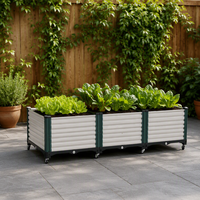 Jardinière en plastique PP imitation rotin, bac de plantation rectangulaire en osier tressé, jardin surélevé, écologique, durable, léger, avec roulettes et drainage