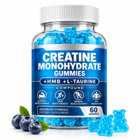 Gummies de créatine monohydrate en gros, marque privée OEM, avec HMB et taurine pour hommes et femmes, 60 unités, favorise la croissance musculaire *HALAL