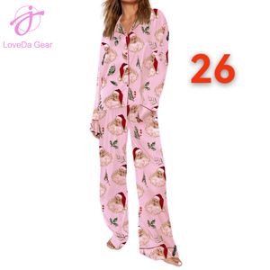 Loveda all'ingrosso stampa digitale 3D abbigliamento da notte invernale natale stampa a manica lunga pantaloni camicia <span class=keywords><strong>pigiama</strong></span> Suit - Product Image 5