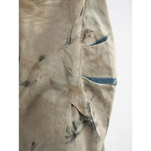 <span class=keywords><strong>Pantaloni</strong></span> Casual Streetwear <span class=keywords><strong>doppio</strong></span> ginocchio da uomo a vita media in Denim in tinta unita in tinta unita sporco Look lavato con <span class=keywords><strong>bottone</strong></span> laterale per uomo - Product Image 4