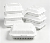 Boîte alimentaire jetable en PP blanc, type clamshell, avec charnière, pour plats à emporter, pour restaurants, vente en gros
