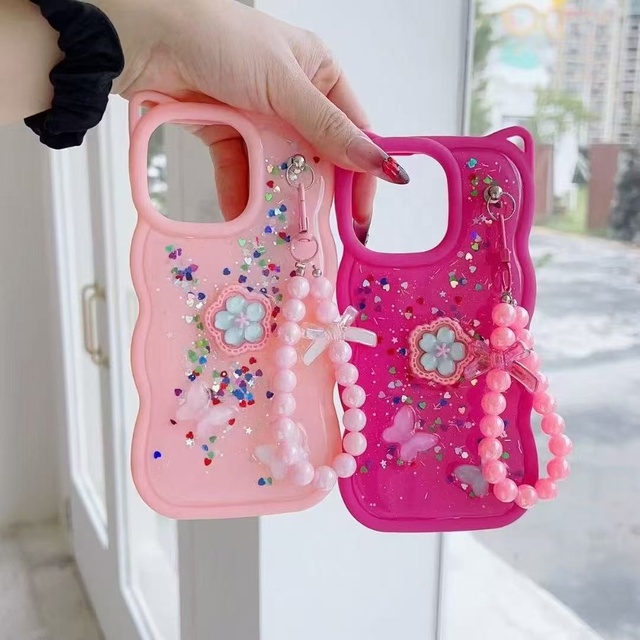 For Cell Phone Cover Glitter Cat Ear Glue Wave Edge Pendant Bracelet OPPO/ VIVO/Redmi/Infinix Custom Hot-Selling