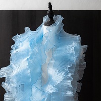 Dentelle plissée décorative transparente à effet dégradé de 12 cm, motif sirène, vague lumineuse, maille plissée simple, feuille de lotus florale