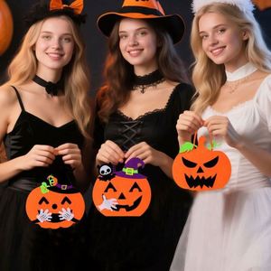 Sac fourre-tout en feutre pour bonbons d'Halloween, décoration d'Halloween, cadeau pour enfant, seau à bonbons en feutre motif citrouille de dessin animé - Product Image 5