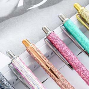 Full Cover Glitter Sequins Click Metal <b>Ballpoint</b> <b>Pen</b>, Bling Shiny Rose Gold Trim Retractable Signature <b>Pen</b> Custom Logo - Product Image 4