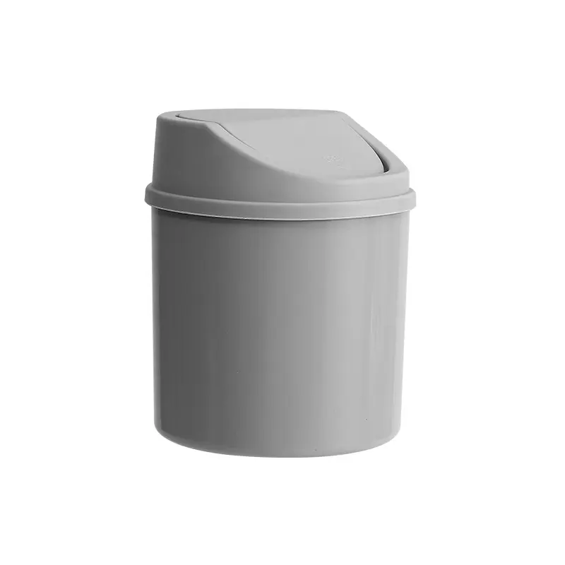 Mini lata de lixo para escritório, cesto de papel pequeno criativo com tampa de balde de armazenamento