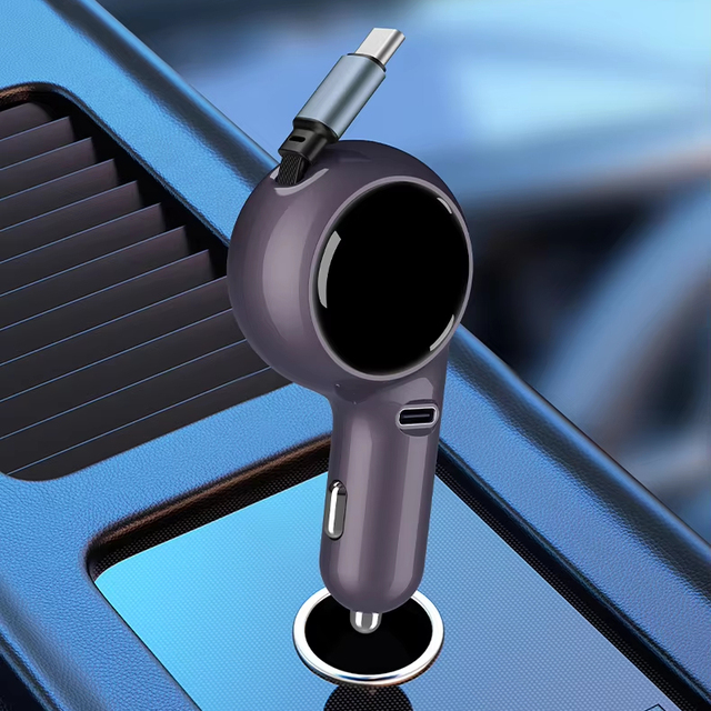 Car Accessories 2024 Newest Retractable Car Charger Adapter USB Metal Super 60W Fast Electric Fast Phone Charger Car