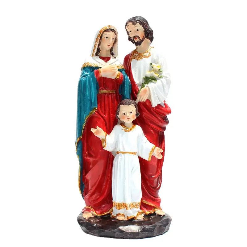 Santa Jesús, familia de Santa María, Iglesia religiosa con un objeto sagrado, artesanía de resina de Navidad