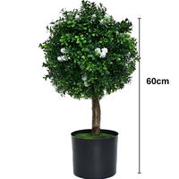 Grosir pohon topiary buatan pohon bunga putih buatan pohon boxwood bola pohon buatan untuk dekorasi luar ruangan dalam ruangan