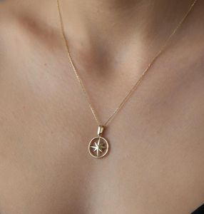 Pendentif circulaire plaqué or 18k nord Star avec cercle, bijou en acier inoxydable, Design minimaliste, élégant - Product Image 5