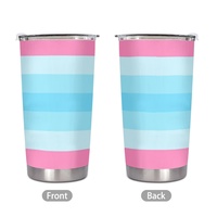 Gobelet isotherme personnalisé en acier inoxydable de 20 oz, thème arc-en-ciel transmasculin gay, pour les longs trajets en voiture, les barbecues en plein air dans le jardin