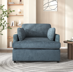 Fauteuil d'appoint moderne surdimensionné - Coussins d'accoudoirs confortables, imperméables, écologiques, hauteur réglable, dossier ailé, pieds en bois durables - Product Image 6