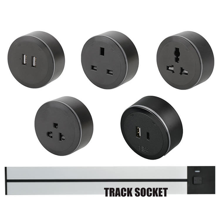 Electrical Double Usb Charging Wall Electrical Outlet Adaptor Power Movable Socket Track for Rail Socket