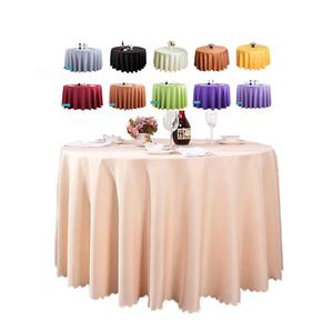 Khăn Trải Bàn Màu Sâm Banh Polyester Tròn Cho Đám Cưới Khăn Trải Bàn Tròn Trơn 132 Khăn Trải Bàn Tiệc Trắng Tùy Chỉnh - Product Image 1