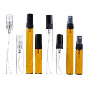 Fábrica en Stock recargable 1mL 2ml 3ml 5ml 8ml 10ml probador de Perfume de vidrio botella de Spray de muestra con tapas de atomizador de plástico
