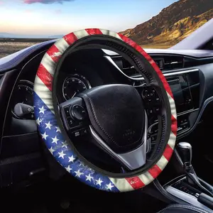 Groothandel gepersonaliseerde auto vlaggen-Steering Cover Wiel Natie Vlag Usa Brittannië Stuurhoes Anti Slip En Zweet Absorptie Auto Wrap Cover, universele