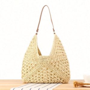 Sac de plage tressé en paille grande capacité pour femme – Vente en gros - Product Image 1