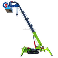 Grue araignée électrique à double alimentation 5 tonnes 17m avec élingue à câble, nouveau mini-treuil télécommandé