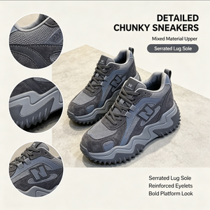 <span class=keywords><strong>Sneakers</strong></span> Chunky Retrò da Donna con Lacci, <span class=keywords><strong>Tacco</strong></span> <span class=keywords><strong>Interno</strong></span> Nascosto, Inserti in Rete e Suola Robusta, Produzione ODM all'Ingrosso per Primavera e Autunno - Product Image 2
