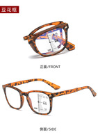 Lunettes de lecture pliables carrées à verres transparents progressifs multifocaux anti-lumière bleue avec étui pour un usage unisexe