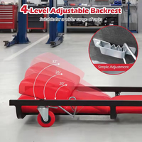 Chariot d'atelier robuste à roulettes avec dossier et appui-tête réglables, six roulettes pivotantes pour garage, bricolage et réparation automobile