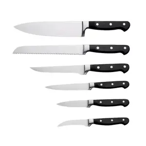 Juego de cuchillos de cocina personalizados de 6 uds con mango de ABS 3cr13, cuchillo de Chef para pelar pan con pico de pájaro de acero inoxidable