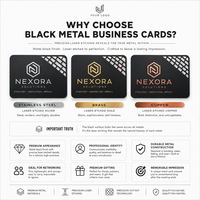 Cartes de visite professionnelles en métal noir mat brillant gravées, cadeaux d'entreprise exécutifs, qualité supérieure, résistantes à la flexion et à l'eau, en gros