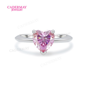Cadermay Moissanite Heart Ring 8x8mm S925 Silver Engagement Ring For Women - Product Image 1