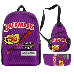 Large Capacity Backwoods Back Bags 3D Printed Black Sport Shoulders Bag for Man Women Teen Backwoods Backpack