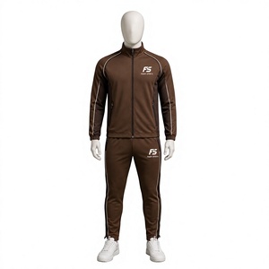 Ensemble de survêtement 2 pièces pour homme, coupe ajustée, avec logo personnalisé, fermeture éclair intégrale, pour le sport, la gym et les loisirs, vente en gros, haute qualité - Product Image 1