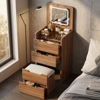 Tabouret de coiffeuse LED réglable avec plateau rabattable, table de maquillage moderne avec tiroirs de rangement, bureau compact pour petits espaces