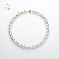 Collier de perles rondes de luxe AAA+ en perle d'Edison blanche de 18 pouces avec fermoir en or 18 carats