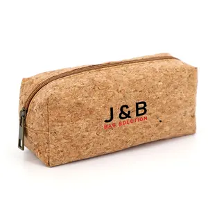 2021 Natural Recta ngle Cork Pencil Stationäre Pinsel Tasche mit individuell bedrucktem Logo Eco Small Organizer Geschenk Reiß verschluss tasche