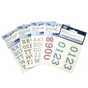 Miếng Dán Chữ Cái Dễ Thương Đính Kim Cương Giả Miếng Dán Kỹ Thuật Số Keo Dán Tùy Chỉnh Chất Lượng Tốt Nhà Cung Cấp In UV Kim Cương Pha Lê Vàng - Product Image 1