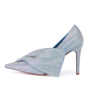 Escarpins sexy pour femmes à bout pointu, ornés de strass et de diamants, talons hauts, sandales à talon aiguille avec grand nœud - Product Image 2