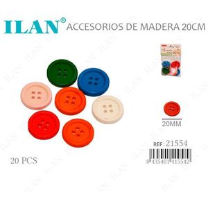 Bottoni in Legno Ilan 20mm 20 Pezzi Accessori per Cucito e Artigianato - Product Image 1