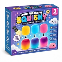 Lot de 3 jouets anti-stress réactifs à la lumière, super doux, changeant de couleur, jaune, bleu, rose, jouets de bureau