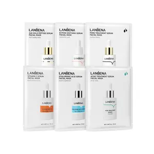 Lanbena máscara facial de tratamento, soro de tratamento facial com ácido hialurônico, para poros, branqueamento, controle de óleo de mirtilo, hidratante, máscara anti-envelhecimento