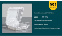 Boîte à lunch jetable Tengchuang 9 pouces en MFPP, style américain, trois compartiments, qualité alimentaire, pour hamburgers, emballage à emporter en plastique PP