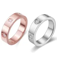 Groothandel Vrouwen Rose Vergulde Sieraden Rvs Cubic Zirkoon Designer Custom Band Ring Voor Dames