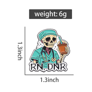 Bộ xương bác sĩ men pins tùy chỉnh <span class=keywords><strong>RN</strong></span> DNR bác sĩ phẫu thuật Gown ống nghe trâm cài ve áo phù hiệu Punk đồ trang sức quà tặng cho bạn bè - Product Image 6