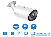 Caméra de sécurité IP PoE 8MP 4K motorisée conforme à la norme NDAA pour extérieur, zoom optique 5X 2,7-13,5 mm, micro intégré, vision nocturne, détection IA