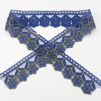 Dentelle en forme de fleur, bordure en dentelle brodée, fil doré, dentelle en maille DIY pour sacs, vêtements, accessoires