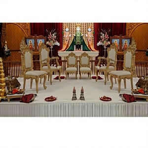 Sillas Tradicionales Blancas y Doradas para Mandap de Boda, Sillas Reales para Novios, Sillas Maharaja, Juego de 6 Sillas de Estilo Barroco para Escenario Nupcial, EE. UU. - Product Image 3