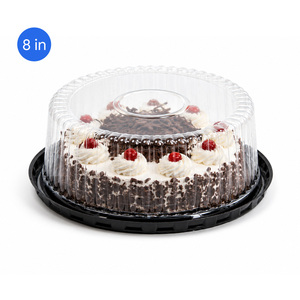 8 10 12 14 Inch Food Grade PET Recycled Materials Baking Cake <b>Container</b> <b>Clear</b> Disposable Round Dessert Packaging - Product Image 1