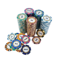 Jetons de poker multicolores en argile lavable de 13,5 g (40x3,3 mm) pour le mahjong, les jeux de cartes et les paris