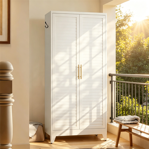 Armoire Métallique Contemporaine Blanche à 2 Portes, 71 Pouces de Haut, en Acier Laminé à Froid, Rangement Robuste pour Chambre, Appartement, Dortoir - Installation Facile - Product Image 1