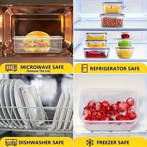 Ensemble de contenants alimentaires hermétiques sans BPA avec couvercles verrouillables - Récipients <span class=keywords><strong>en</strong></span> plastique PP compatibles micro-ondes/congélateur pour produits secs/fruits/légumes - Product Image 4